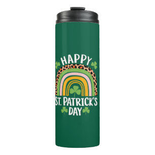 Happy St Saint Patrick's Day Rainbow Shamrock Thermal Tumbler