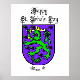 Happy St. Urho Day Poster with Urho Coat of Arms