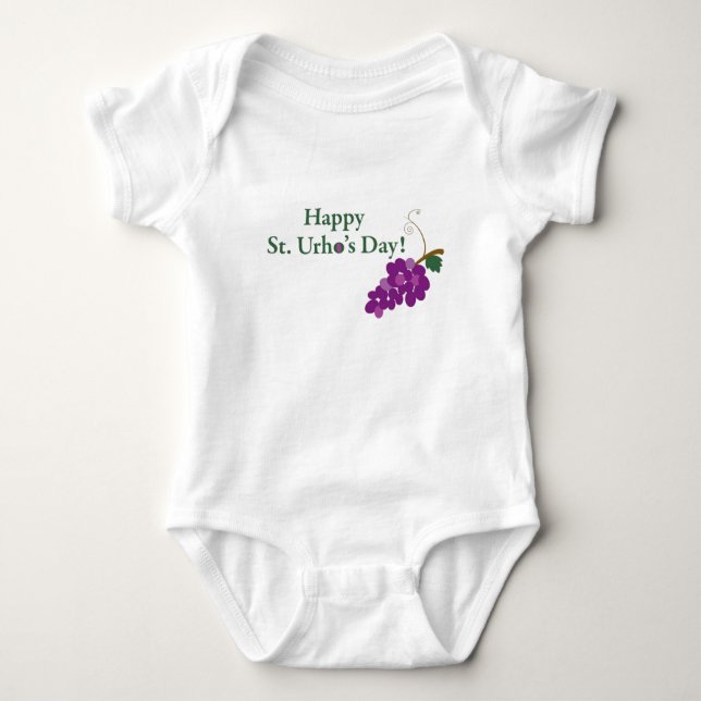 Happy St. Urho's Day! with Grapes Baby Bodysuit (Front)