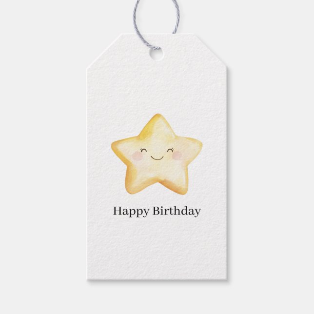 Happy Star Birthday Gift Tags (Front)