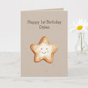 Happy Star Gingerbread Cookie Birthday Card
