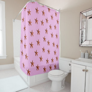 Happy starfish dance in pink shower curtain