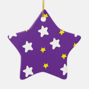 Happy Stars Purple Ceramic Ornament