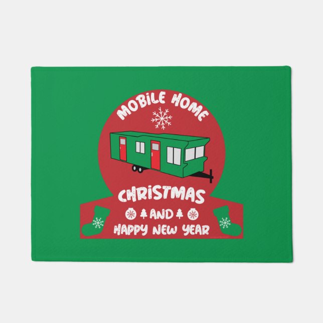 Happy Static Mobile Holiday Home Xmas Gift Doormat (Front)