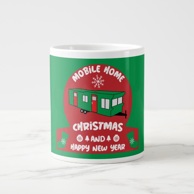 Happy Static Mobile Holiday Home Xmas Gift   Large Coffee Mug (Front)