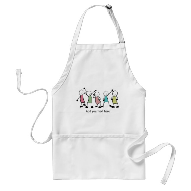Happy Stick People Friends Personalised Standard Apron (Front)