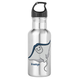Happy stingray fish cartoon illustration  532 ml water bottle