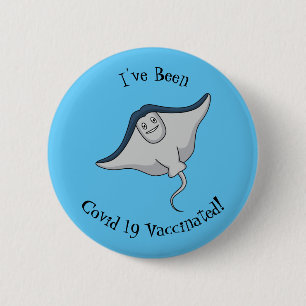 Happy stingray fish cartoon illustration 6 cm round badge