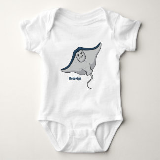 Happy stingray fish cartoon illustration baby bodysuit