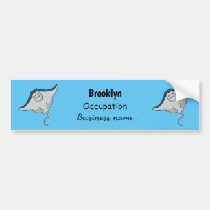 Happy stingray fish cartoon illustration bumper sticker