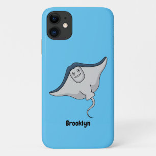 Happy stingray fish cartoon illustration  iPhone 11 case