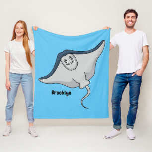 Happy stingray fish cartoon illustration fleece blanket