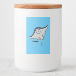 Happy stingray fish cartoon illustration food label