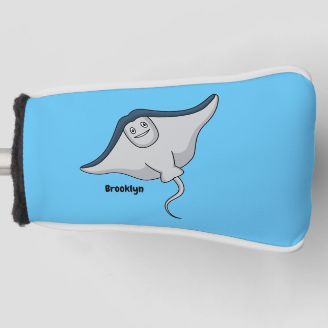 Happy stingray fish cartoon illustration golf head cover (Front)