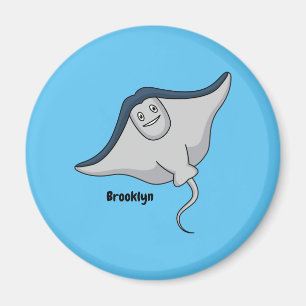 Happy stingray fish cartoon illustration  magnet