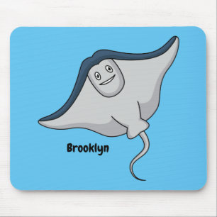 Happy stingray fish cartoon illustration mouse pad