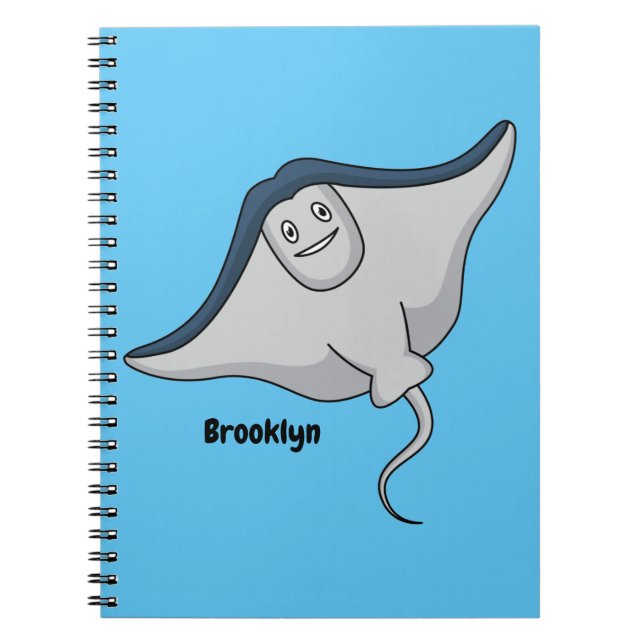 Happy stingray fish cartoon illustration  notebook (Front)