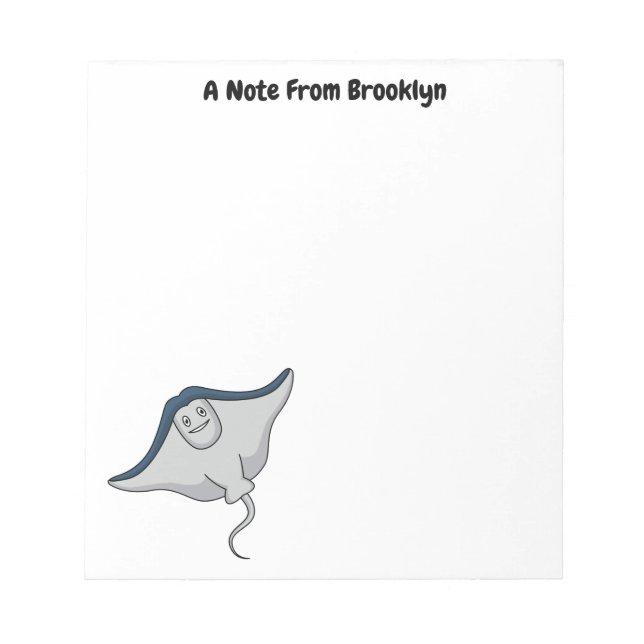 Happy stingray fish cartoon illustration notepad (Front)
