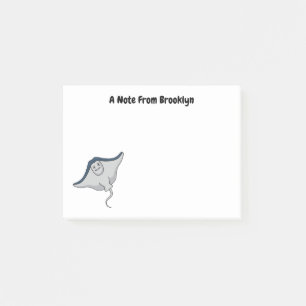 Happy stingray fish cartoon illustration post-it notes