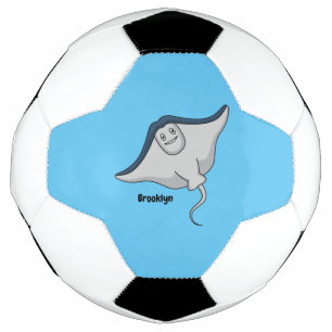 Happy stingray fish cartoon illustration soccer ball