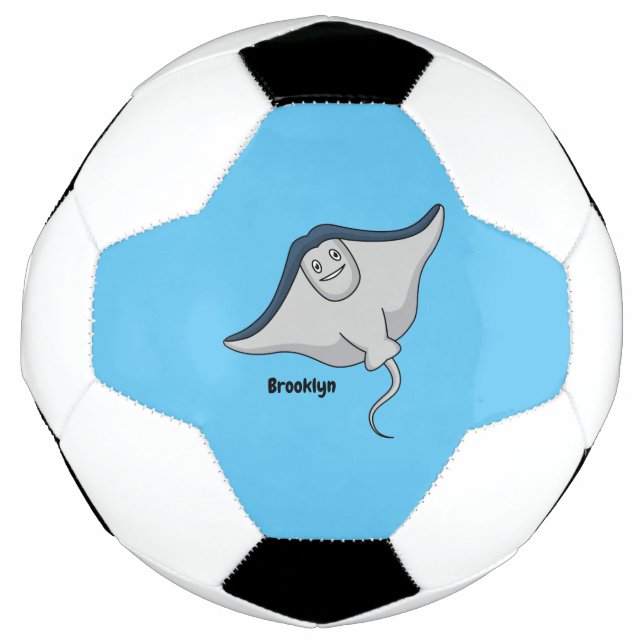 Happy stingray fish cartoon illustration soccer ball (Front)
