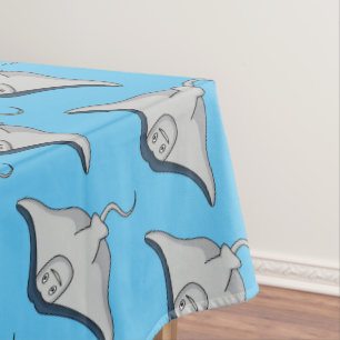 Happy stingray fish cartoon illustration tablecloth