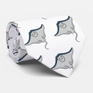 Happy stingray fish cartoon illustration tie