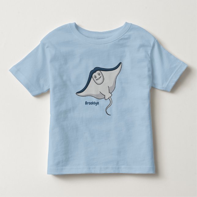 Happy stingray fish cartoon illustration toddler T-Shirt (Front)