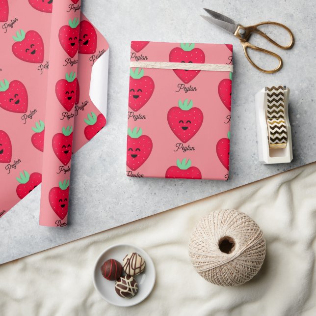 Happy Strawberry Add a Name Wrapping Paper (Crafts)