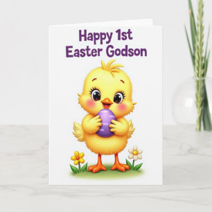 Happy Striped Egg Bird Card