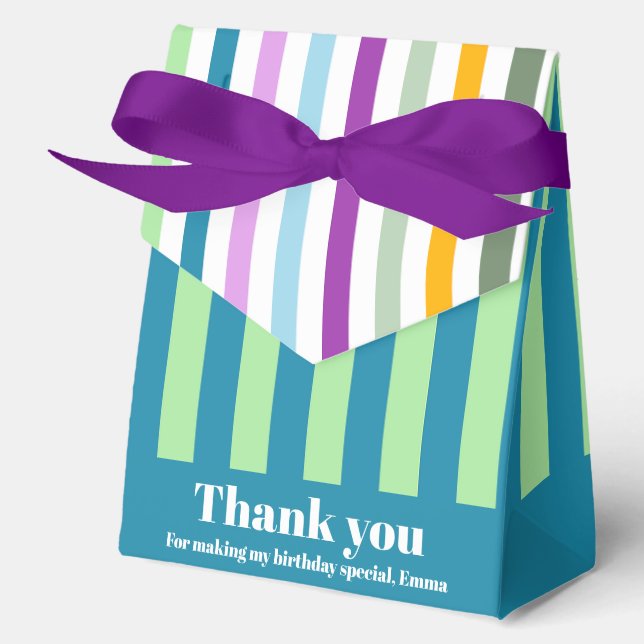 Happy stripes custom text multi coloured  favour box (Front)