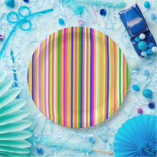 Happy Stripes Paper Plate