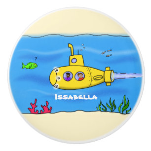 Happy submarine cartoon ceramic knob