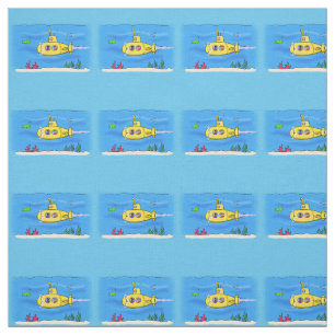 Happy submarine cartoon fabric