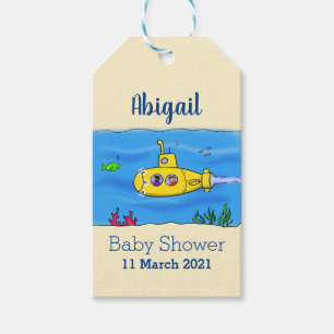 Happy submarine cartoon gift tags