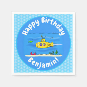 Happy submarine cartoon napkin