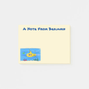 Happy submarine cartoon post-it notes