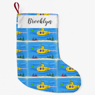 Happy submarine cartoon small christmas stocking