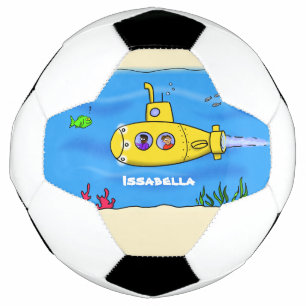 Happy submarine cartoon soccer ball