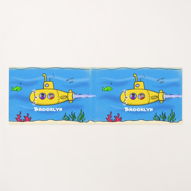 Happy submarine cartoon yoga mat (Front (Horizontal))