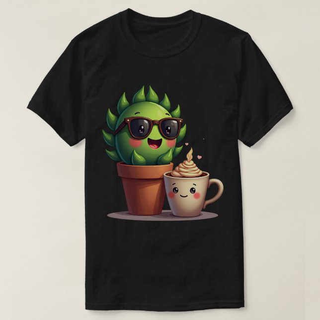Happy Succulent Plant Parent Kawaii Sticker Mug T-Shirt (Design Front)