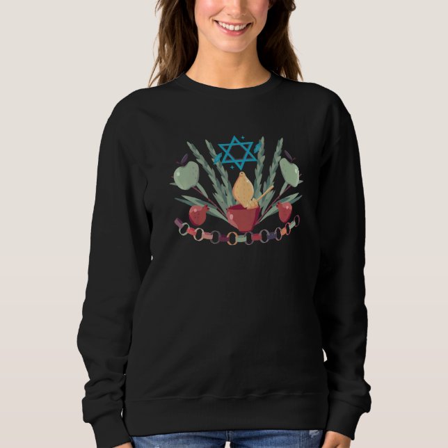 Happy Sukkot Day Lulav Palm Tree Israelite Jewish  Sweatshirt (Front)