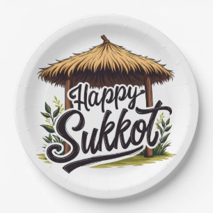 Happy Sukkot Jewish holiday Hanukkah Paper Plate