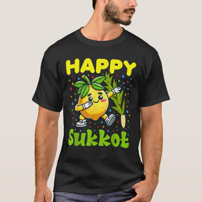 Happy SUKKOT Jewish holiday Lulav and Etrog Dabbin T-Shirt (Front)