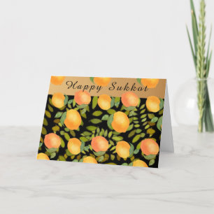 Happy Sukkot leaves and lemon Card