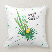 Happy Sukkot Lulav and Etrog Watercolor Pattern