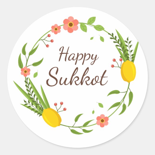 Happy Sukkot Lulav Stickers (Front)