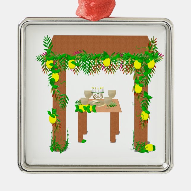 Happy Sukkot Metal Tree Decoration (Front)