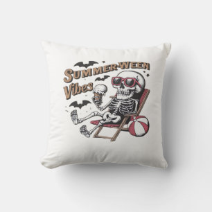 Happy Sumerween Vibes Skeleton Ice Cream Summer Ha Cushion
