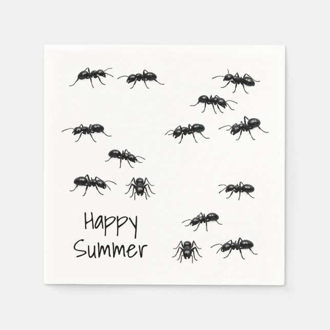 Happy Summer Black Ants Napkin (Front)